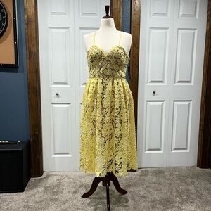 Donna Morgan yellow eyelet floral dress